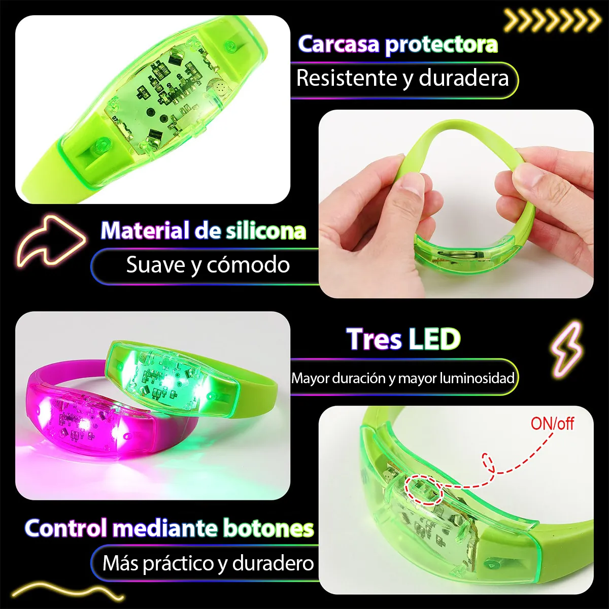 6 Braccialetti LED Attivati da - Audio Music Dj recensione e prezzo